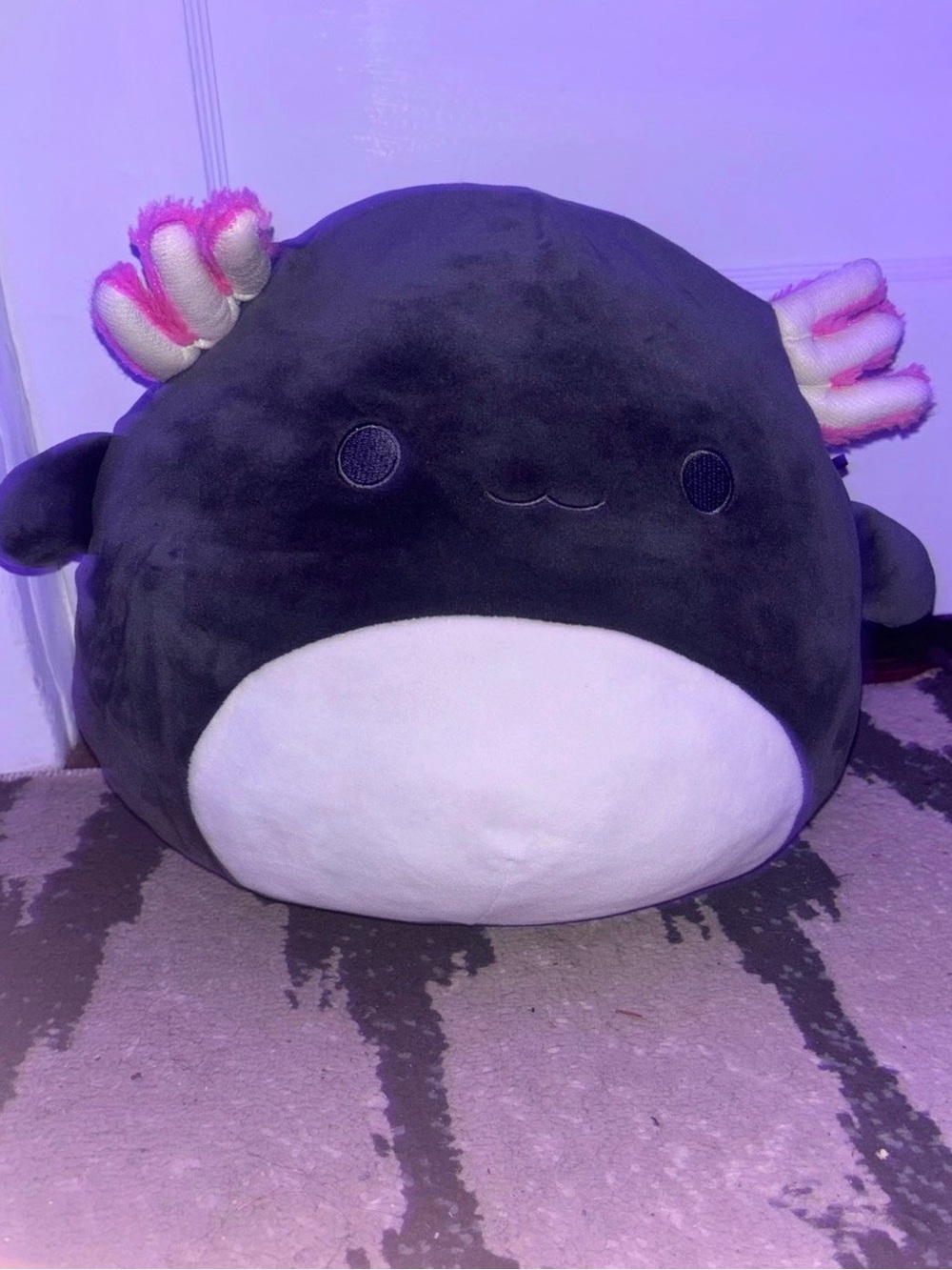 Squishmallows Black and White Axolotl Plush with Pink Gills